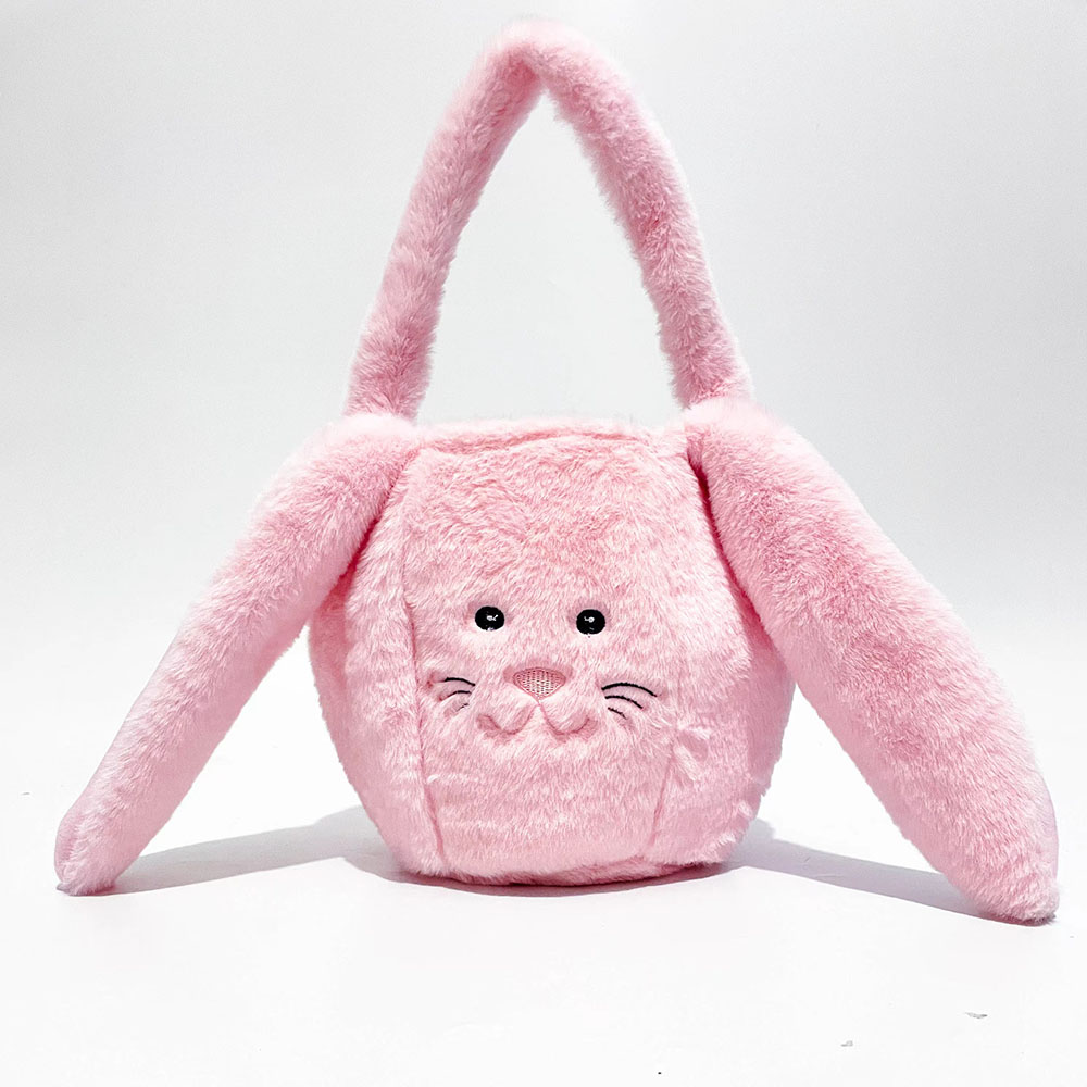 1pc Easter Bunny Basket Plush Buckets Eggs Candy Decor Plush Easter Bunny Basket for Kids Boys Girls Easter Bucket with Long Ear