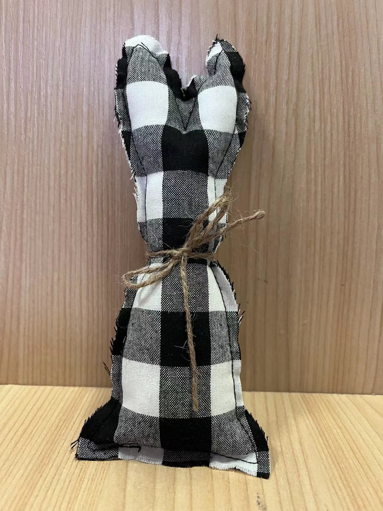 2pcs Farmhouse Easter Decor Stuffed Easter Bunnies Rustic Fabric Spring Cloth Bunny Rabbit Decoration for Easter Home Tray Decor