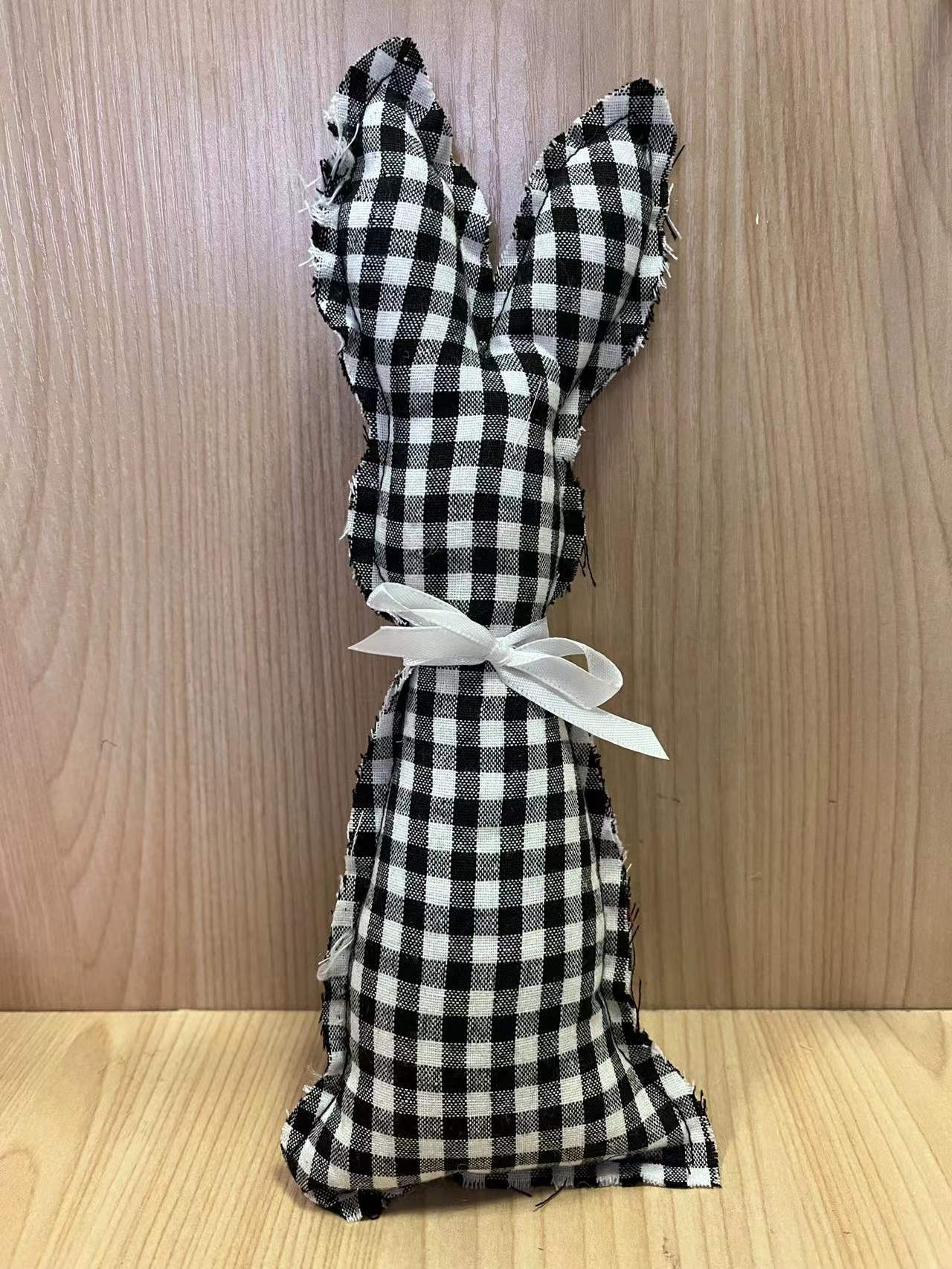 2pcs Farmhouse Easter Decor Stuffed Easter Bunnies Rustic Fabric Spring Cloth Bunny Rabbit Decoration for Easter Home Tray Decor