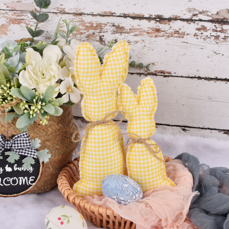 2pcs Farmhouse Easter Decor Stuffed Easter Bunnies Rustic Fabric Spring Cloth Bunny Rabbit Decoration for Easter Home Tray Decor 2pcs Farmhouse Easter Decor Stuffed Easter Bunnies Rustic Fabric Spring Cloth Bunny Rabbit Decoration for Easter Home Tray Decor