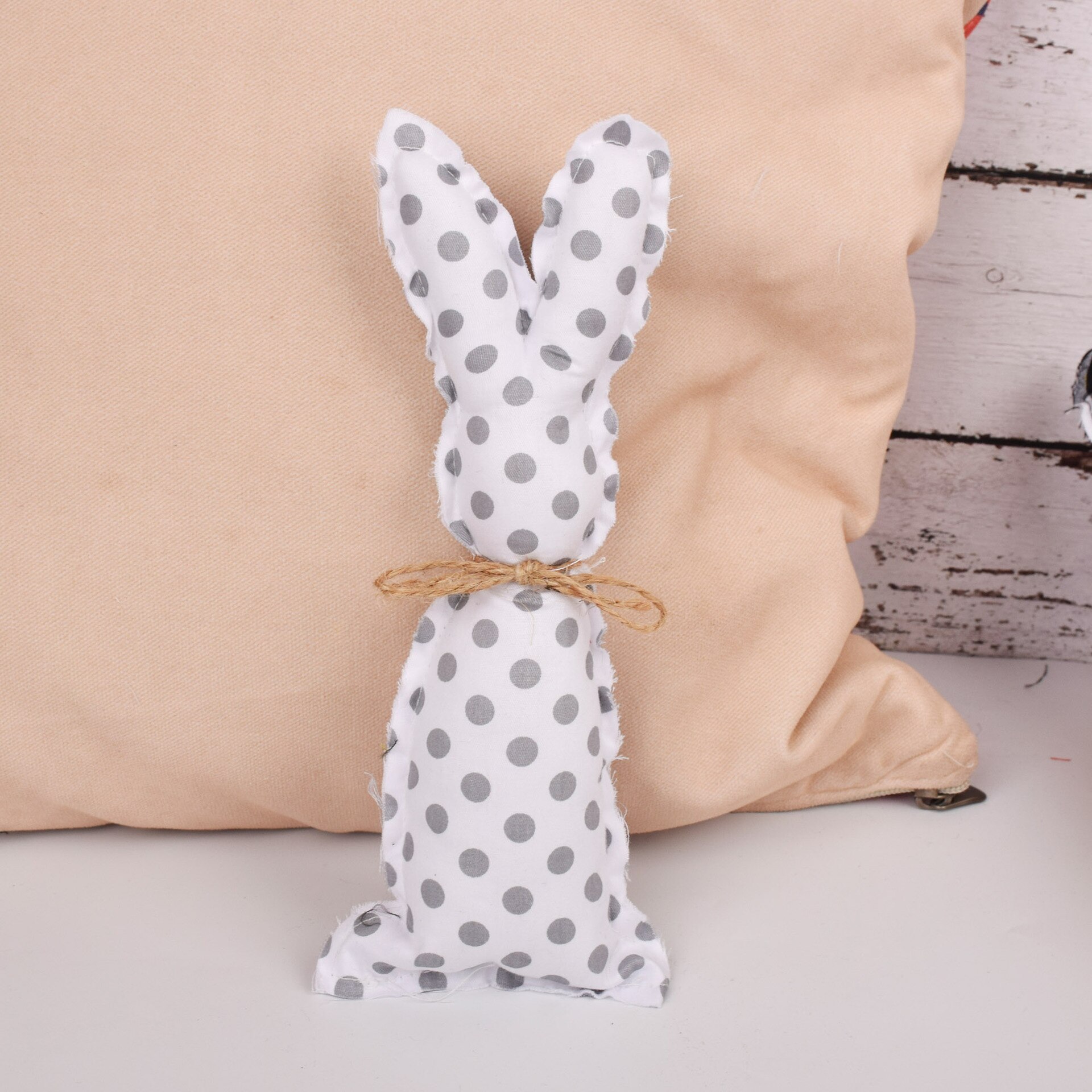 2pcs Farmhouse Easter Decor Stuffed Easter Bunnies Rustic Fabric Spring Cloth Bunny Rabbit Decoration for Easter Home Tray Decor