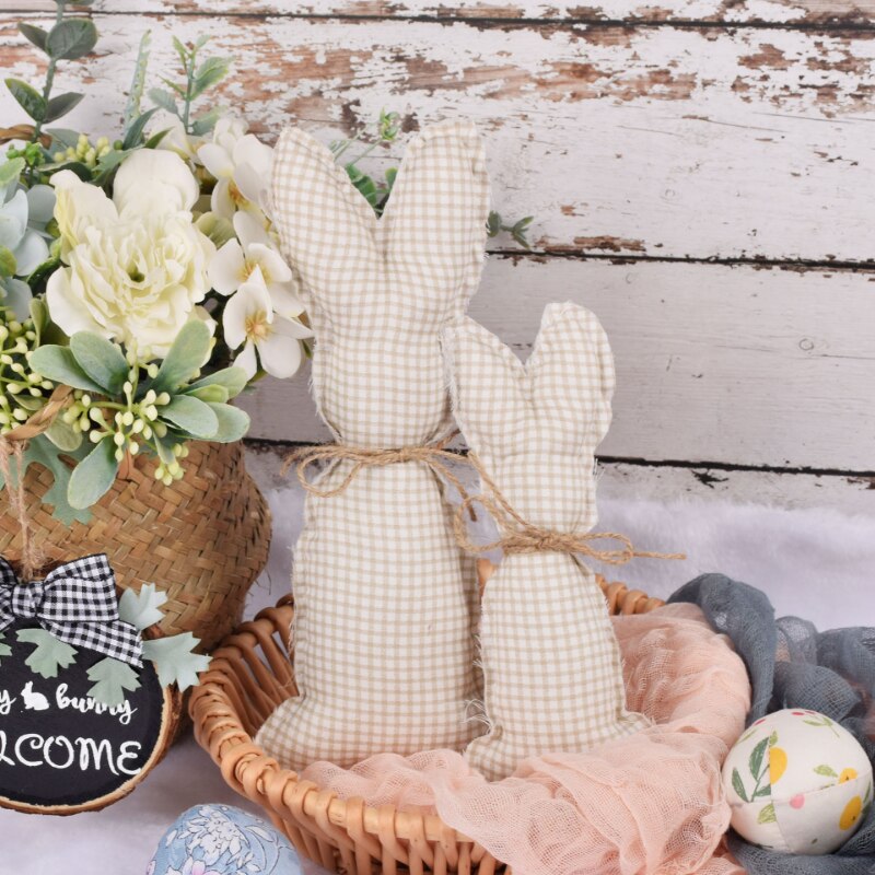 2pcs Farmhouse Easter Decor Stuffed Easter Bunnies Rustic Fabric Spring Cloth Bunny Rabbit Decoration for Easter Home Tray Decor 2pcs Farmhouse Easter Decor Stuffed Easter Bunnies Rustic Fabric Spring Cloth Bunny Rabbit Decoration for Easter Home Tray Decor