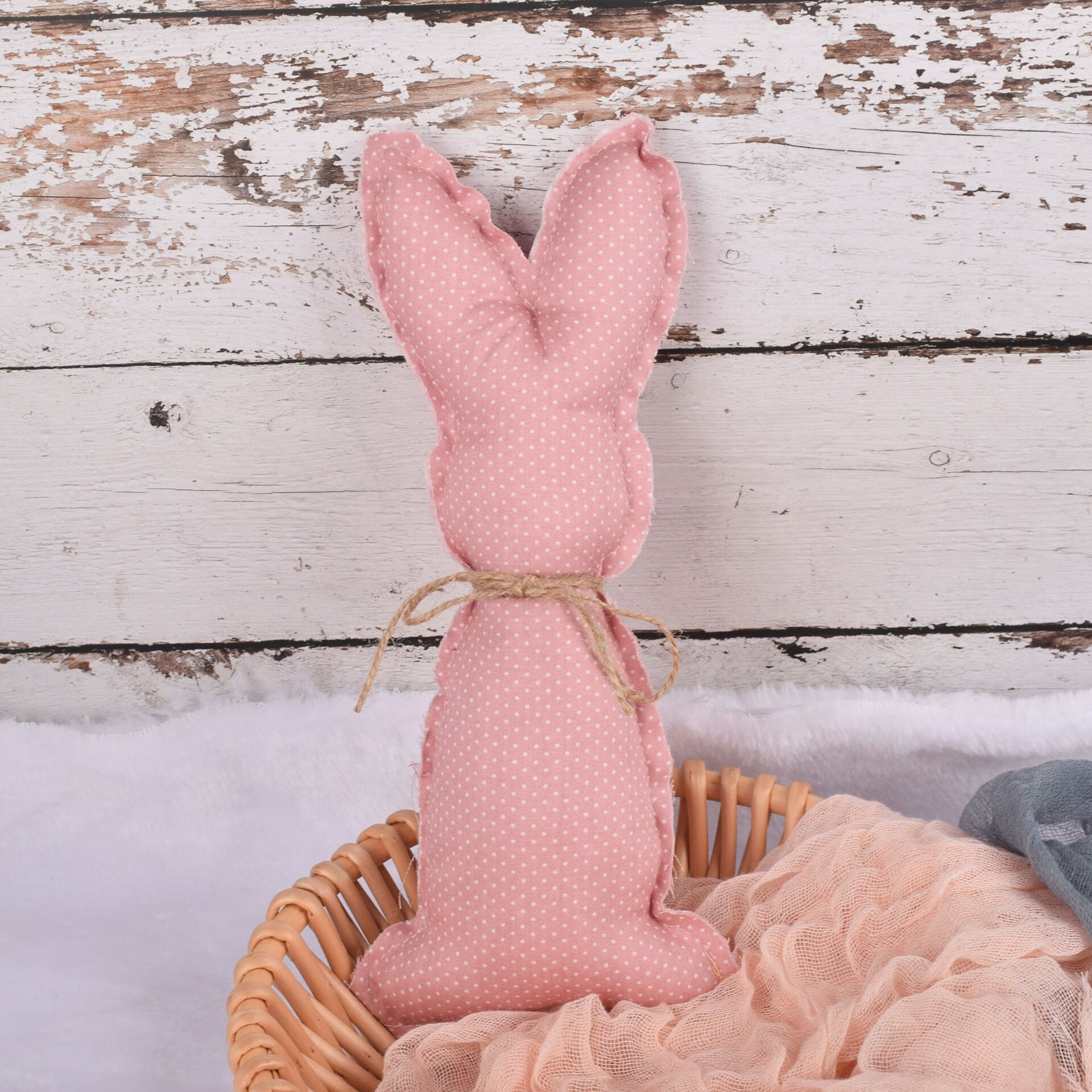 2pcs Farmhouse Easter Decor Stuffed Easter Bunnies Rustic Fabric Spring Cloth Bunny Rabbit Decoration for Easter Home Tray Decor