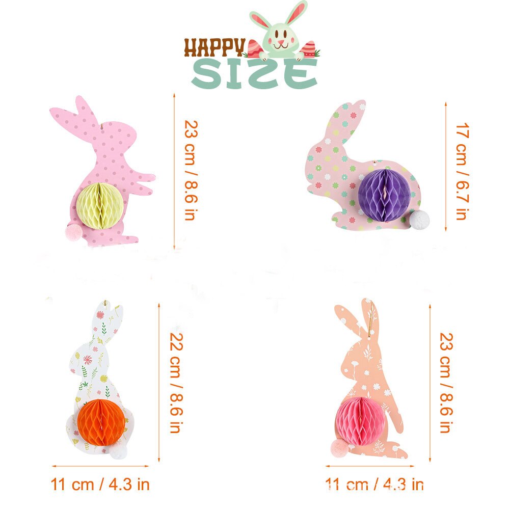 Paskalya asılı dekorasyon Bunny yumurta petek renkli tavşan süs kağıt yumurta topu paskalya tavşanı asılı kolye paskalya dekorları Paskalya asılı dekorasyon Bunny yumurta petek renkli tavşan süs kağıt yumurta topu paskalya tavşanı asılı kolye paskalya dekorları
