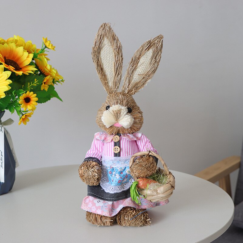 2023 yıl paskalya saman paskalya tavşanı dekorasyon giysi ile mutlu paskalya ev bah&ccedil;e d&uuml;ğ&uuml;n s&uuml;s fotoğraf sahne el sanatları Bunny