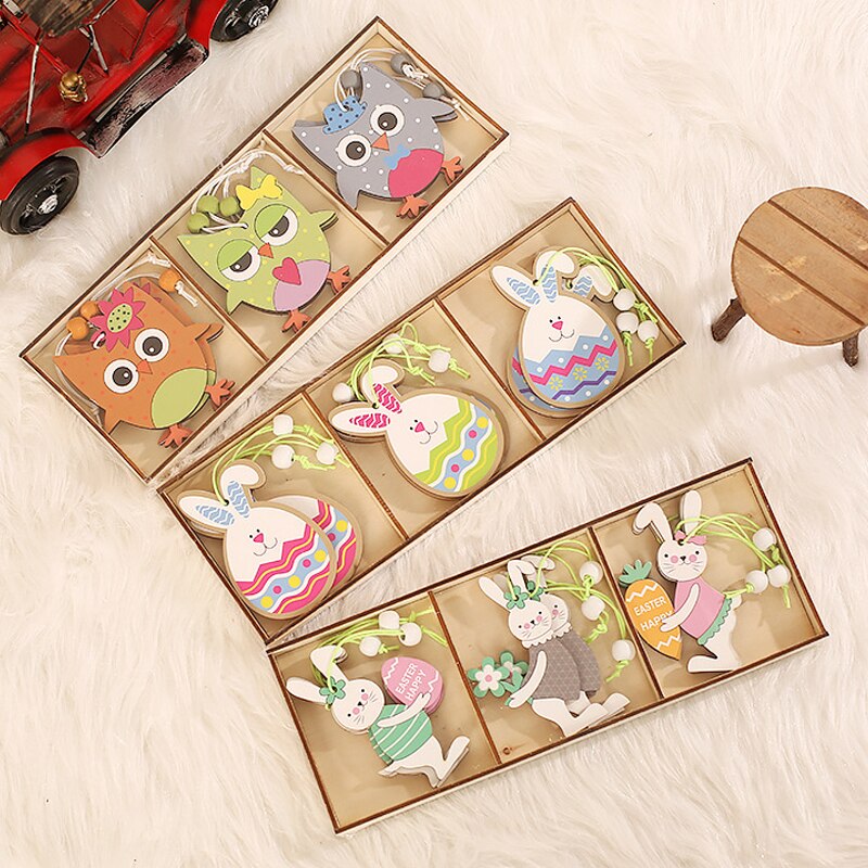 9/12 adet/kutu paskalya tavşanı ahşap süs paskalya dekorasyonu ev yumurta Bunny asılı kolye paskalya parti DIY zanaat çocuklar için hediye 9/12 adet/kutu paskalya tavşanı ahşap süs paskalya dekorasyonu ev yumurta Bunny asılı kolye paskalya parti DIY zanaat çocuklar için hediye
