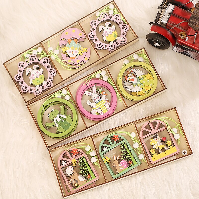 9/12 adet/kutu paskalya tavşanı ahşap süs paskalya dekorasyonu ev yumurta Bunny asılı kolye paskalya parti DIY zanaat çocuklar için hediye 9/12 adet/kutu paskalya tavşanı ahşap süs paskalya dekorasyonu ev yumurta Bunny asılı kolye paskalya parti DIY zanaat çocuklar için hediye