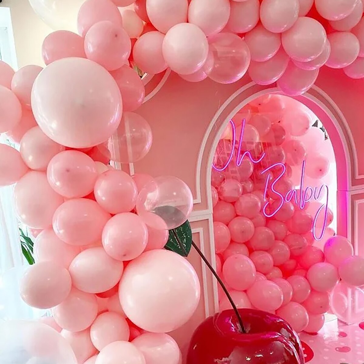 Macaron pembe balon &ccedil;elenk kemer karşılama bebek duş sevgililer g&uuml;n&uuml; doğum g&uuml;n&uuml; partisi d&uuml;ğ&uuml;n dekorasyon annianniire lateks balon