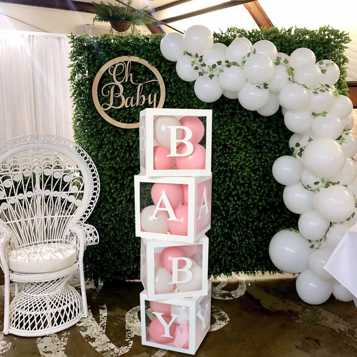 Şeffaf mektup bebek duş kutusu doğum g&uuml;n&uuml; d&uuml;ğ&uuml;n &ouml;zel adı balon kutusu 1 doğum g&uuml;n&uuml; partisi s&uuml;slemeleri &ccedil;ocuklar Babyshower kız