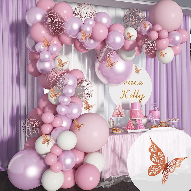 Pink Balloon Garland Arch Kit Butterfly Stickers Hot Pink Gold Latex Balloons for Birthday Wedding Party Baby Shower Decorations Pink Balloon Garland Arch Kit Butterfly Stickers Hot Pink Gold Latex Balloons for Birthday Wedding Party Baby Shower Decorations