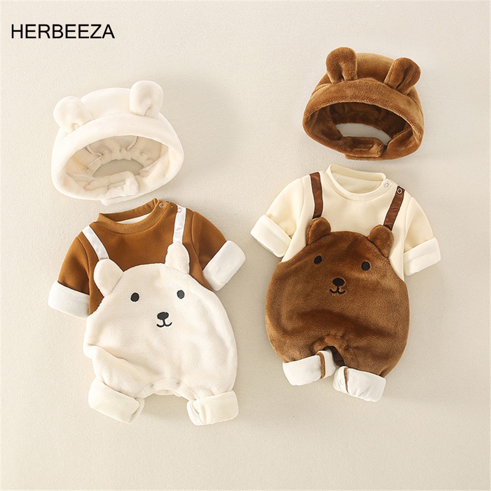 Winter Warm Baby's Rompers Cartoon Bear Baby Boy Hooded Clothes Newborns Jumpsuit For Kids Boys Fleece Clothing 0-12Month Winter Warm Baby's Rompers Cartoon Bear Baby Boy Hooded Clothes Newborns Jumpsuit For Kids Boys Fleece Clothing 0-12Month