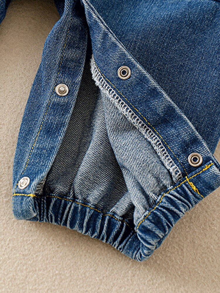 Denim Baby Boy Clothes print Infant Clothing bear doll Newborn Born Jumpsuit Clothing Kids Long Sleeve Rompers Tooling Style