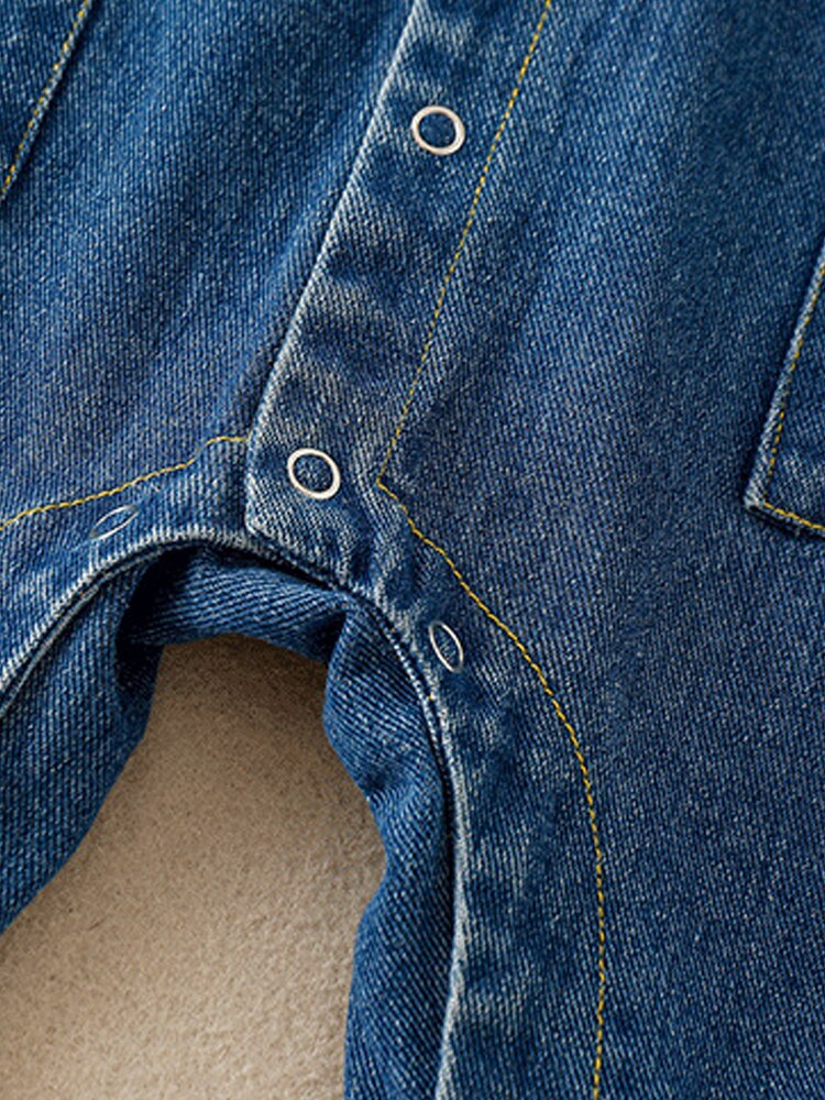 Denim Baby Boy Clothes print Infant Clothing bear doll Newborn Born Jumpsuit Clothing Kids Long Sleeve Rompers Tooling Style