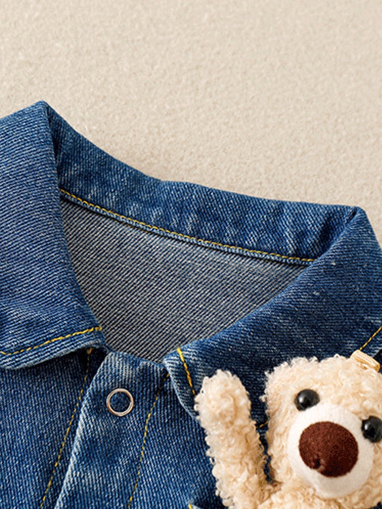 Denim Baby Boy Clothes print Infant Clothing bear doll Newborn Born Jumpsuit Clothing Kids Long Sleeve Rompers Tooling Style Denim Baby Boy Clothes print Infant Clothing bear doll Newborn Born Jumpsuit Clothing Kids Long Sleeve Rompers Tooling Style