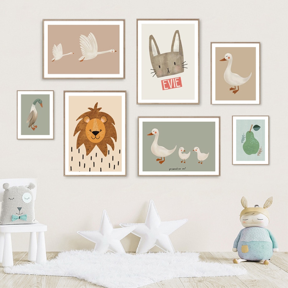 Cartoon Mouse Goose Lion Rabbit Duck Wall Art Canvas Painting Nordic Retro Posters And Prints Wall Pictures Baby Kids Room Decor Cartoon Mouse Goose Lion Rabbit Duck Wall Art Canvas Painting Nordic Retro Posters And Prints Wall Pictures Baby Kids Room Decor