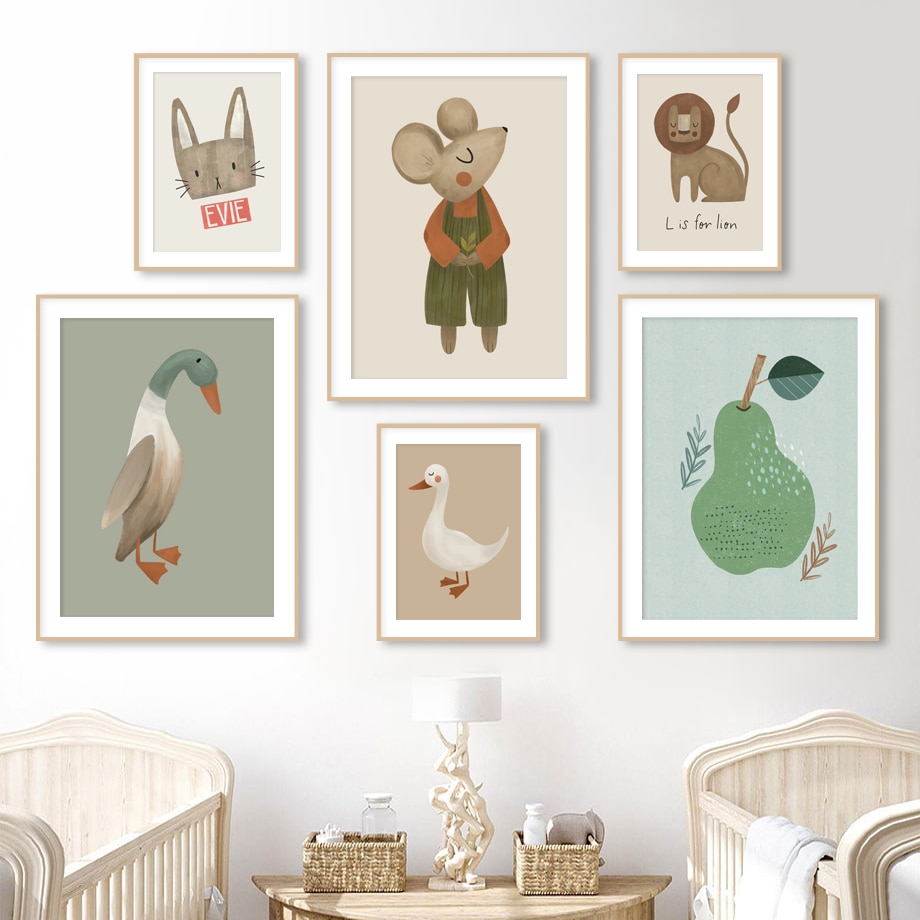 Cartoon Mouse Goose Lion Rabbit Duck Wall Art Canvas Painting Nordic Retro Posters And Prints Wall Pictures Baby Kids Room Decor Cartoon Mouse Goose Lion Rabbit Duck Wall Art Canvas Painting Nordic Retro Posters And Prints Wall Pictures Baby Kids Room Decor