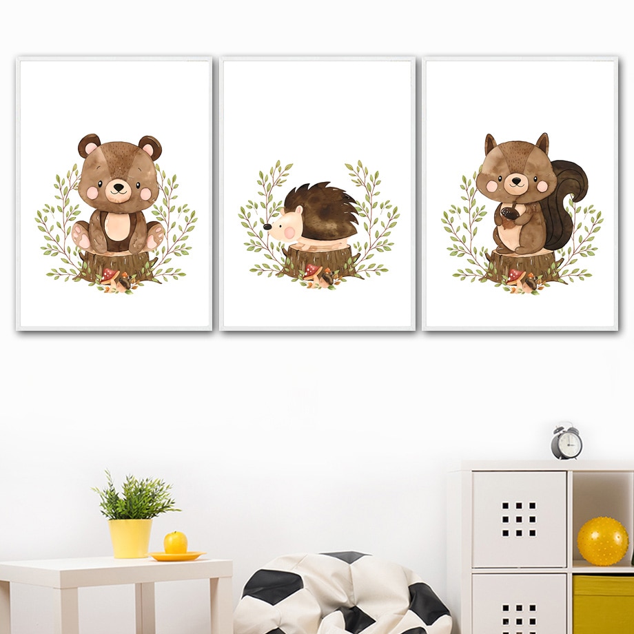 Fox Rabbit Bear Raccoon Hedgehog Squirrel Nursery Wall Art Canvas Painting Posters And Prints Wall Pictures Baby Kids Room Decor Fox Rabbit Bear Raccoon Hedgehog Squirrel Nursery Wall Art Canvas Painting Posters And Prints Wall Pictures Baby Kids Room Decor