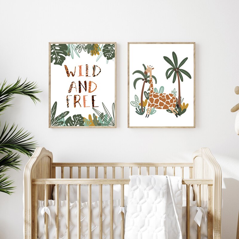 Animal Lion Giraffe Monkey ABC Child Poste Wall Art Canvas Painting Nursery Poster And Prints Wall Pictures Baby Kids Room D&eacute;cor