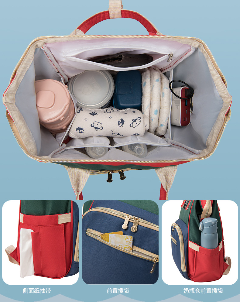 Anti Wet and Dry Separation Mummy Bag Large-capacity Baby Mama Expecting Bag USB Interface Multi-functional Thermal Insulation