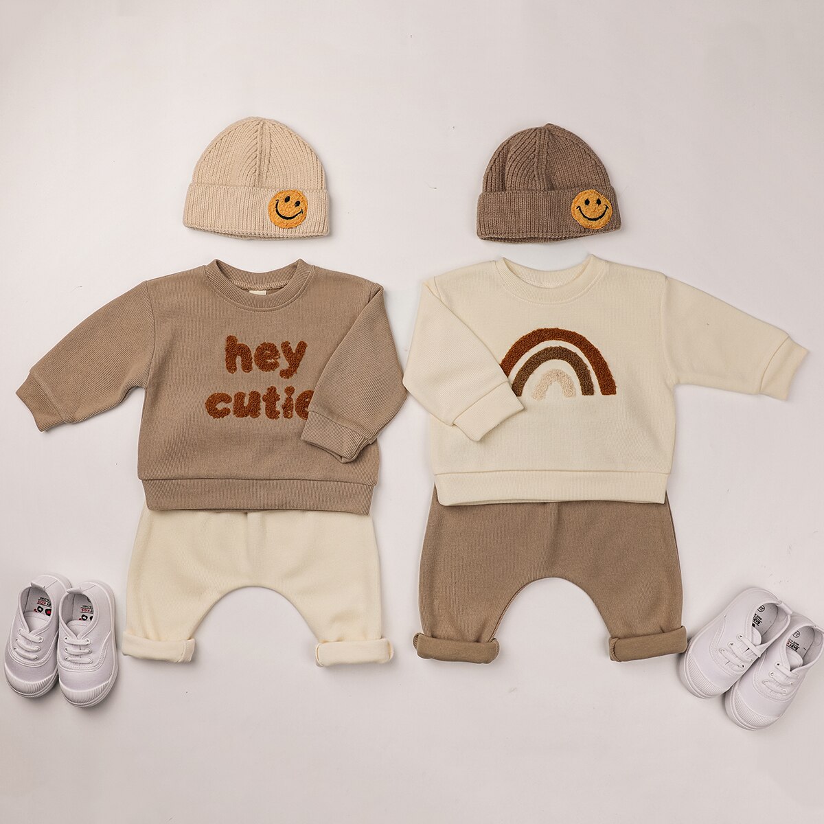 2023 Spring Baby Boys Clothes Cute Organic Cotton Sets Girls Long Sleeve Casual Sweatshirt+Pants 2pcs Kids Clothes Sports Suit