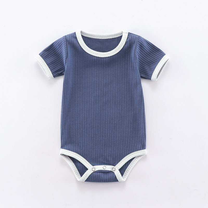 Summer Newborn Baby Romper Ribbed Infant Cotton Short Sleeve Body Suit Boy Girl Claasic Jumpsuits Baby Clothes 0-12M