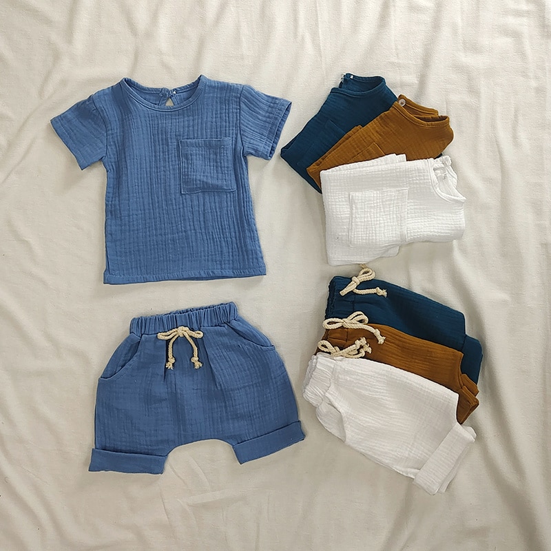 Organic Cotton Baby Clothes Set Summer Casual Tops Shorts For Boys Girls Set Unisex Toddlers 2 Pieces Kids Baby Outifs Clothing Organic Cotton Baby Clothes Set Summer Casual Tops Shorts For Boys Girls Set Unisex Toddlers 2 Pieces Kids Baby Outifs Clothing