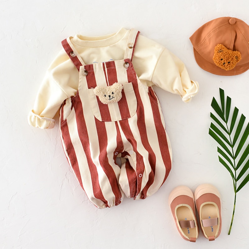 MILANCEL Spring Baby Rompers Striped Baby Overall Bear Doll Infant Girls Jumpsuits Boys Clothes MILANCEL Spring Baby Rompers Striped Baby Overall Bear Doll Infant Girls Jumpsuits Boys Clothes