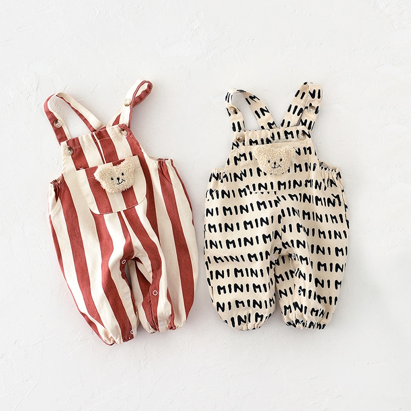 MILANCEL Spring Baby Rompers Striped Baby Overall Bear Doll Infant Girls Jumpsuits Boys Clothes MILANCEL Spring Baby Rompers Striped Baby Overall Bear Doll Infant Girls Jumpsuits Boys Clothes