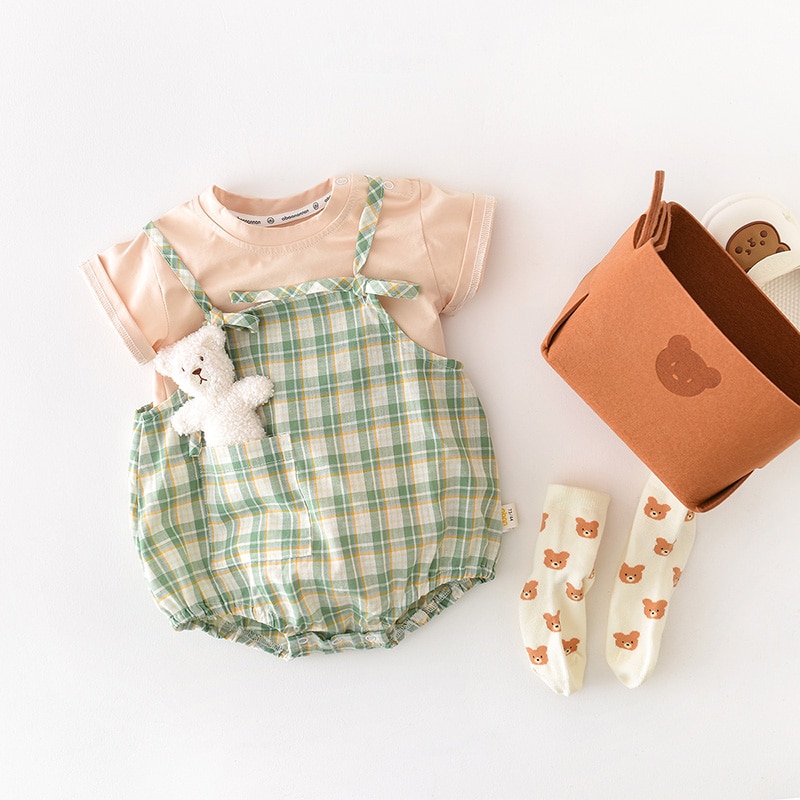 MILANCEL 2023 New Summer Baby Bodysuit Toddler Girls One Piece Plaid Boys Clothes MILANCEL 2023 New Summer Baby Bodysuit Toddler Girls One Piece Plaid Boys Clothes