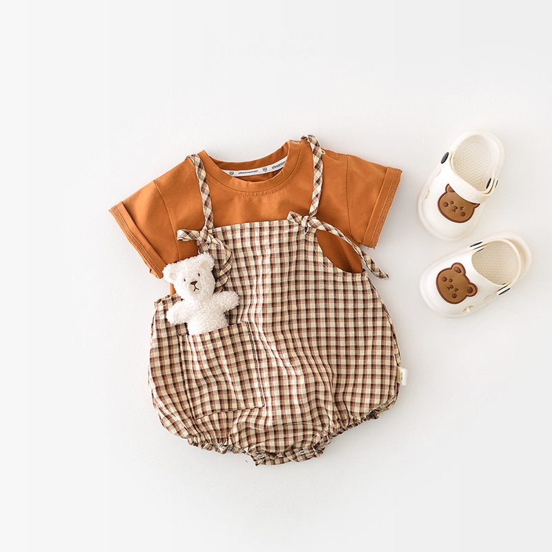 MILANCEL 2023 New Summer Baby Bodysuit Toddler Girls One Piece Plaid Boys Clothes MILANCEL 2023 New Summer Baby Bodysuit Toddler Girls One Piece Plaid Boys Clothes