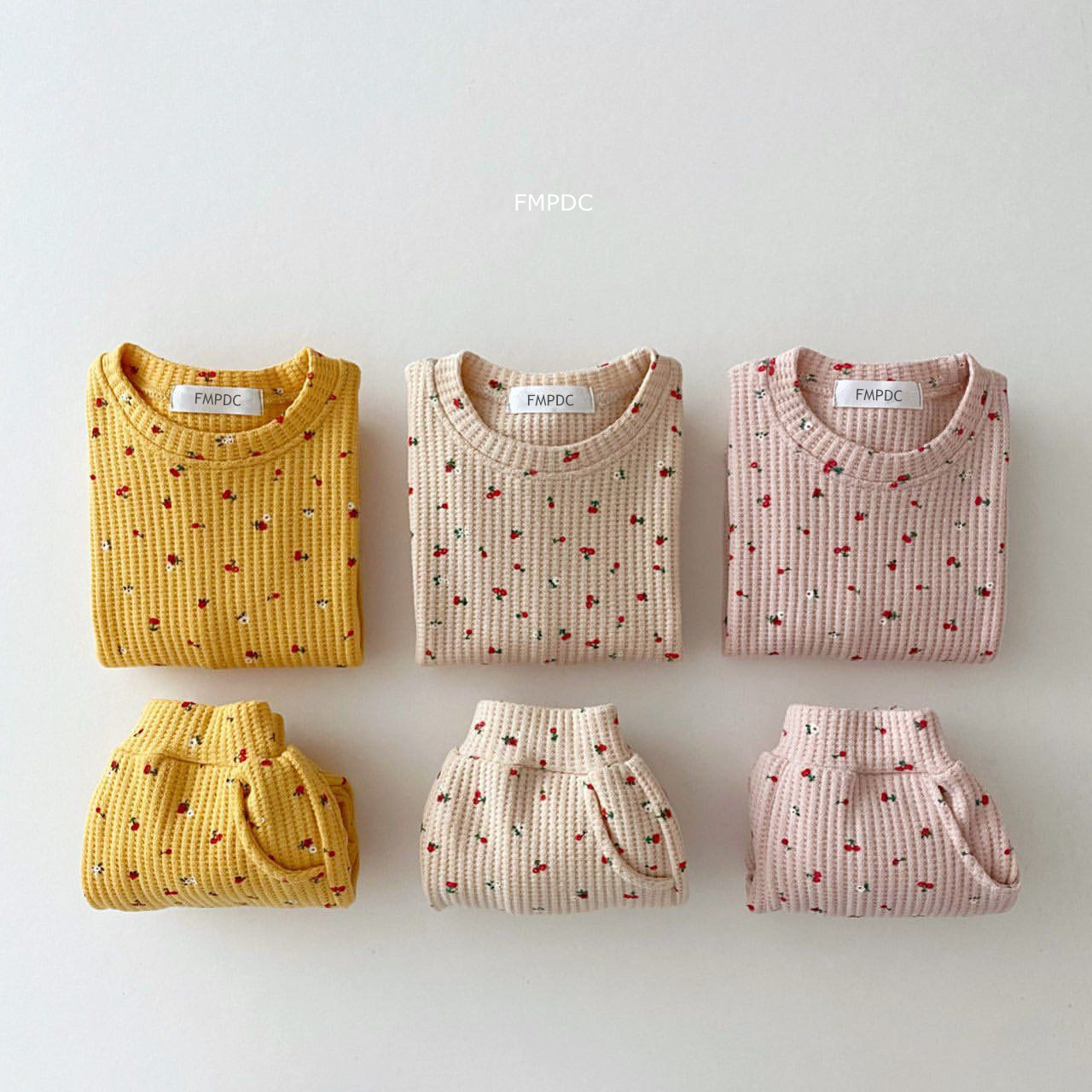 2023 New Toddler Kids Waffle Cotton Clothes Set Many Fruits Print Sweatshirt + Casual Pants 2pcs Boys Suit Baby Girl Outfits