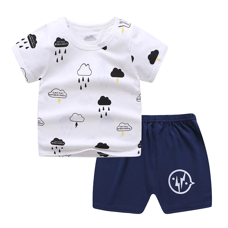 Baby Boys Girls Cartoon 100% Cotton Kids T-Shirt Shorts 2PCS Outfits Summer Newborn Short Sleeve Children T-shirts Sets Clothes