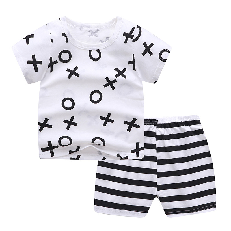 Baby Boys Girls Cartoon 100% Cotton Kids T-Shirt Shorts 2PCS Outfits Summer Newborn Short Sleeve Children T-shirts Sets Clothes