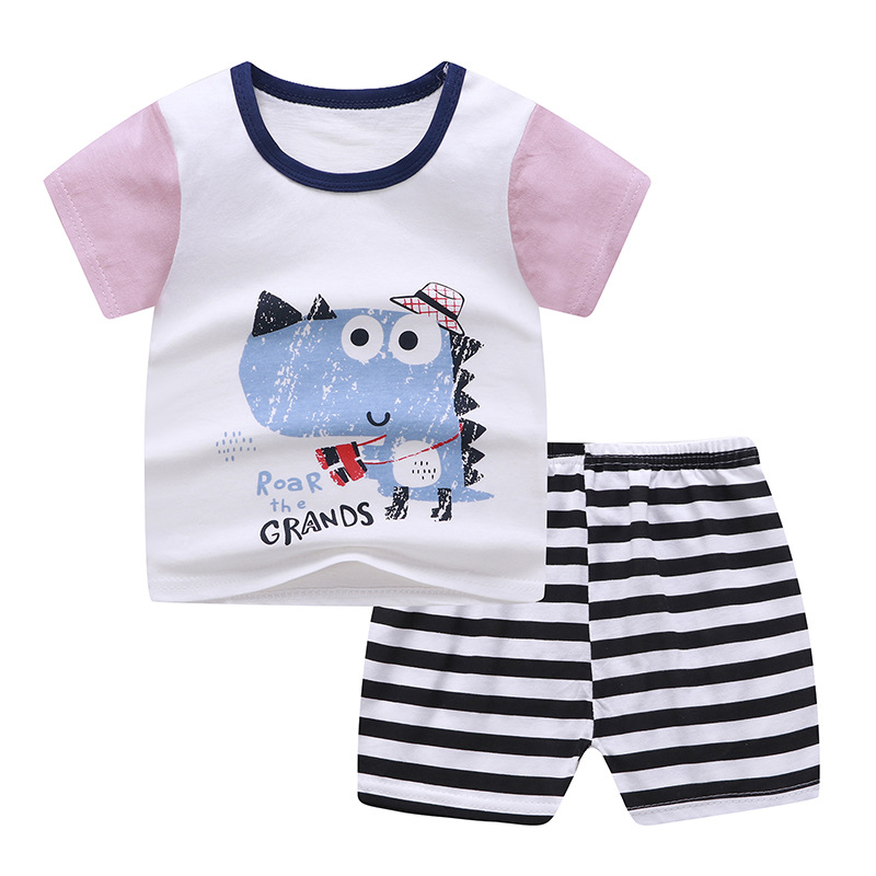 Baby Boys Girls Cartoon 100% Cotton Kids T-Shirt Shorts 2PCS Outfits Summer Newborn Short Sleeve Children T-shirts Sets Clothes