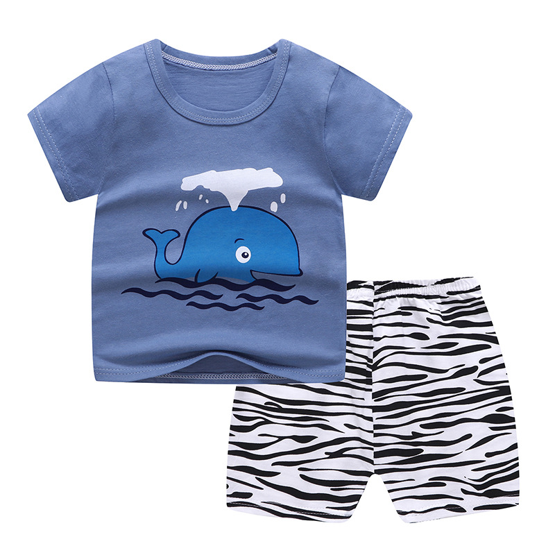 Baby Boys Girls Cartoon 100% Cotton Kids T-Shirt Shorts 2PCS Outfits Summer Newborn Short Sleeve Children T-shirts Sets Clothes