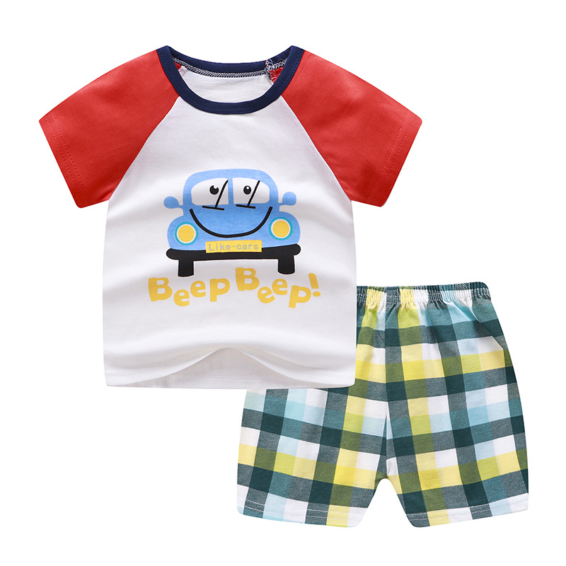 Baby Boys Girls Cartoon 100% Cotton Kids T-Shirt Shorts 2PCS Outfits Summer Newborn Short Sleeve Children T-shirts Sets Clothes
