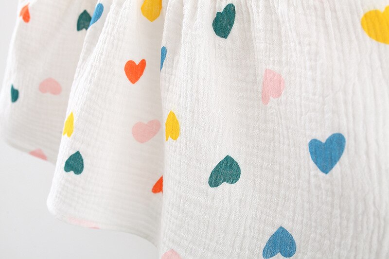 0-12M Newborn Girl Rainbow Love Dress Baby Soothing Cartoon 3D Flower Dress Summer Baby Cotton Skin-friendly Breathable Skirt