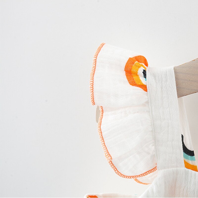 0-12M Newborn Girl Rainbow Love Dress Baby Soothing Cartoon 3D Flower Dress Summer Baby Cotton Skin-friendly Breathable Skirt