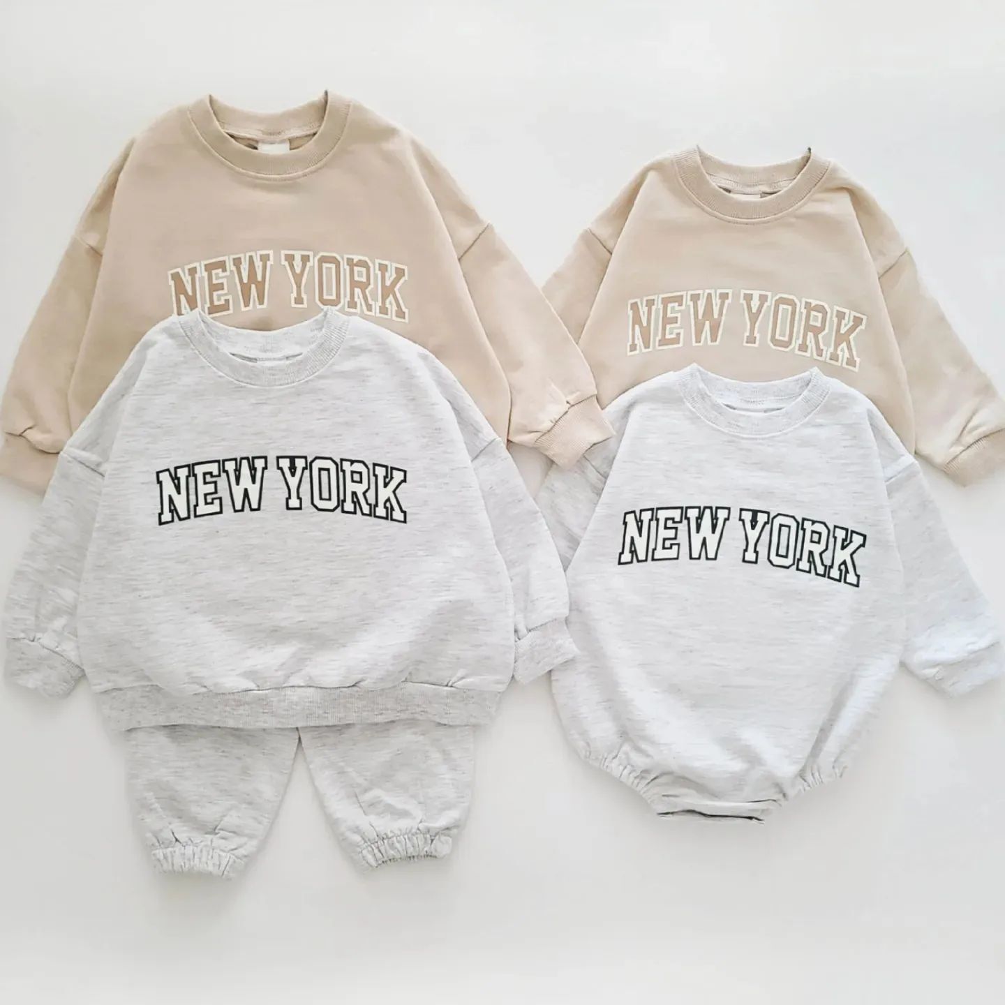 INS Kids Boys New York Sweatshirt & Jogger Pants Set 2023 Autumn New Baby Girls Clothes Toddler Hoodie and Pants 2 Pcs Outfit
