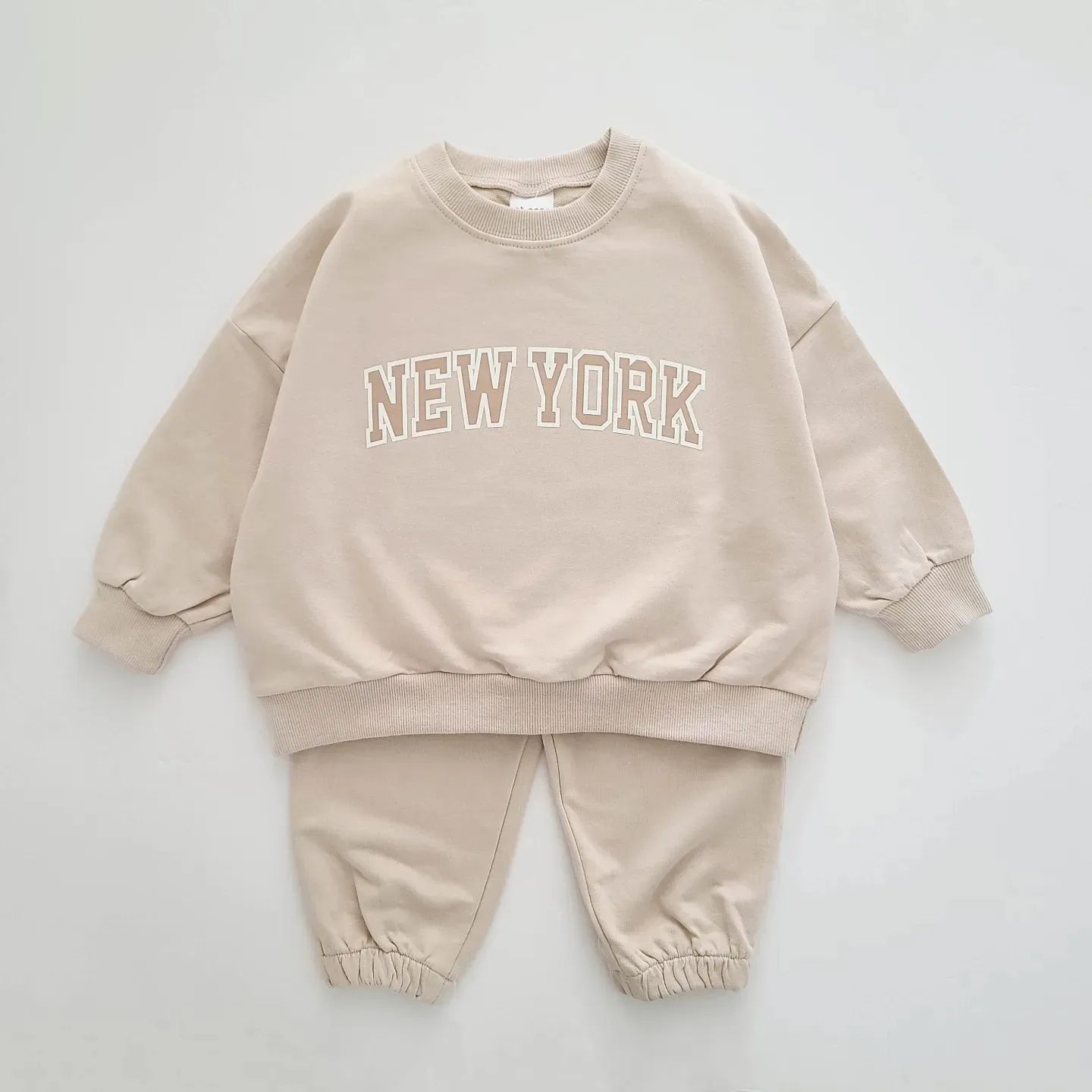 INS Kids Boys New York Sweatshirt & Jogger Pants Set 2023 Autumn New Baby Girls Clothes Toddler Hoodie and Pants 2 Pcs Outfit