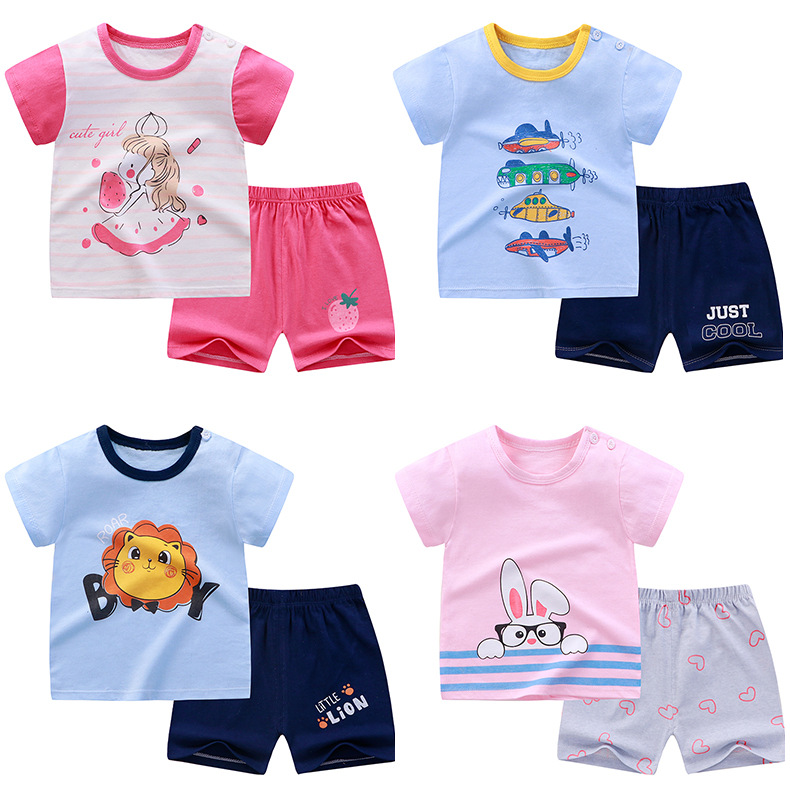 Summer Children's Short-Sleeved Suit Cotton Boys Girls Clothing Set Version Of Baby Clothes Girls T-shirt Children clothing